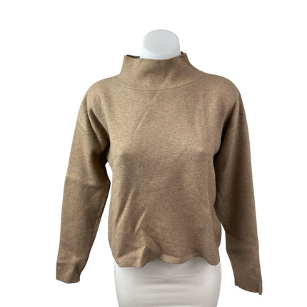 Quince Women's Tan Long Sleeve Mock Neck Knit Sweatshirt Sweater Top Size XS