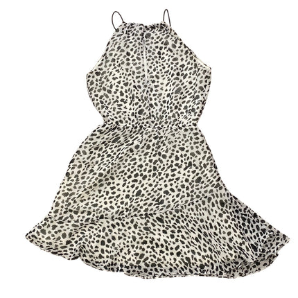 Aqua Animal Print High Neck Sleeveless Flounce Hem Mini Cami Flare Shift Dress S