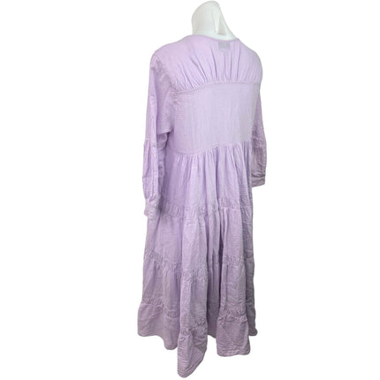 Devotion Twins Brussels Purple V-Neck 3/4 Sleeve Ruffle Tiered Midi Dress Size S