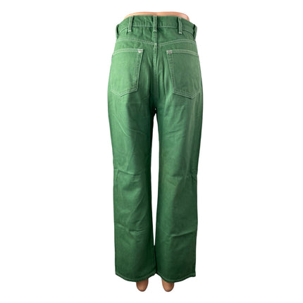 Reformation Jeans Green High Rise Barrel Wide Leg Carpenter Denim Jeans Pants 26