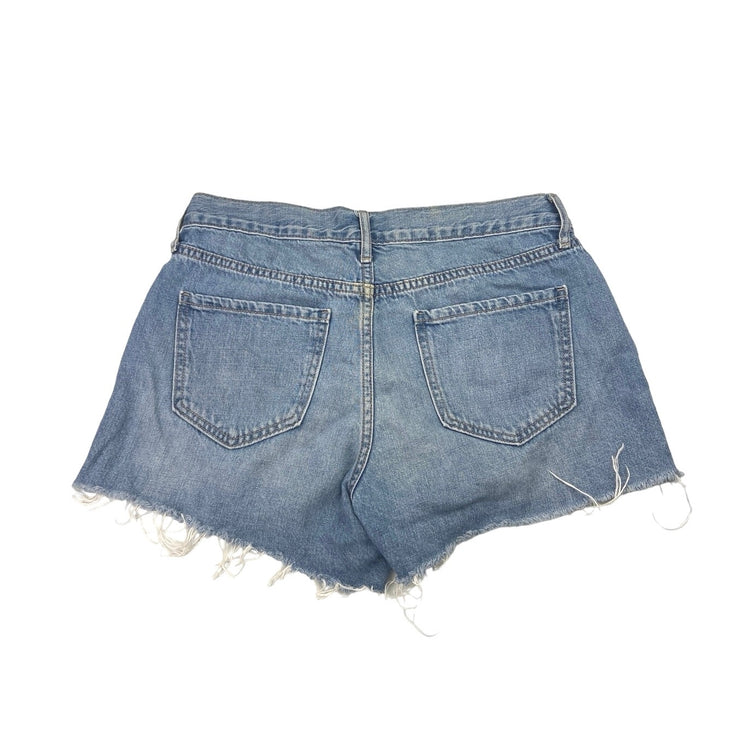 Old Navy Blue Medium Wash 100% Cotton Mid Rise Cutoff Denim Jean Shorts Size 2