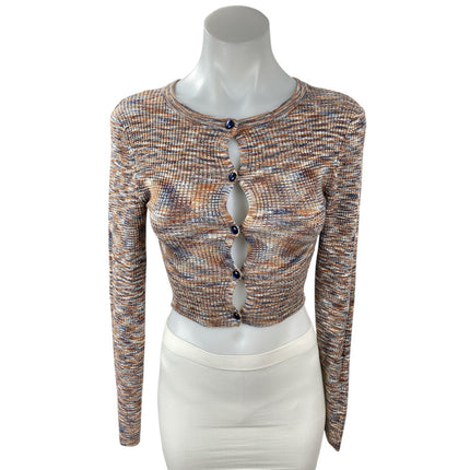 Lovers + Friends Women's Multicolor Knit Long Sleeve Crop Cardigan Sweater Top M
