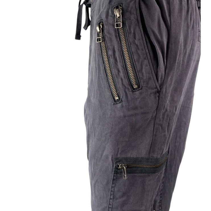 Pam & Gela Women's Black High Waisted Zip Pockets Cargo Trousers Jogger Pants M