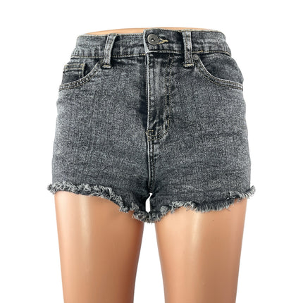 Kendall + Kylie The Drifted High Rise Black Washed Cut off Denim Jean Shorts 25