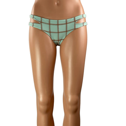 Acacia Women's Light Green Plaid Cut Out Swimsuit Swimwear Bikini Bottom Size M
