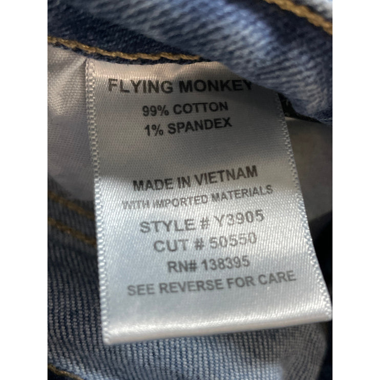 Flying Tomato Women's Blue Distressed High Rise Straight Leg Denim jeans Size 27