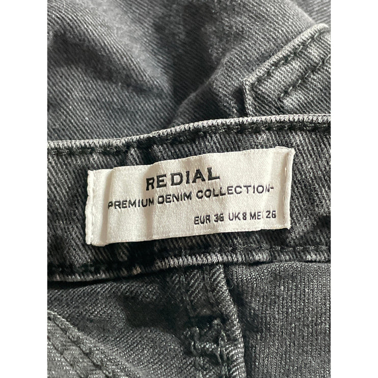 Redial Women's Black Washed High Waisted Mom Straight Leg Denim Jeans Size 6