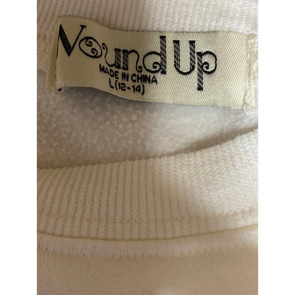 Wound Up Cream Cherry Bow Fleece Just A Girl Long Sleeve Sweatshirt Top Size L
