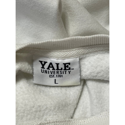 Yale University Women's White Crest Fleece Long Sleeve Crew Neck Sweatshirt L