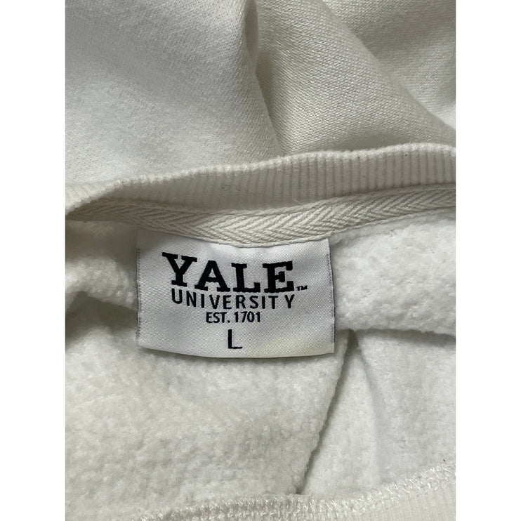 Yale University Women's White Crest Fleece Long Sleeve Crew Neck Sweatshirt L