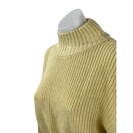 WeWoreWhat Women's Cream Yellow Ribbed Knit Turtleneck Cropped Sweater Size XS