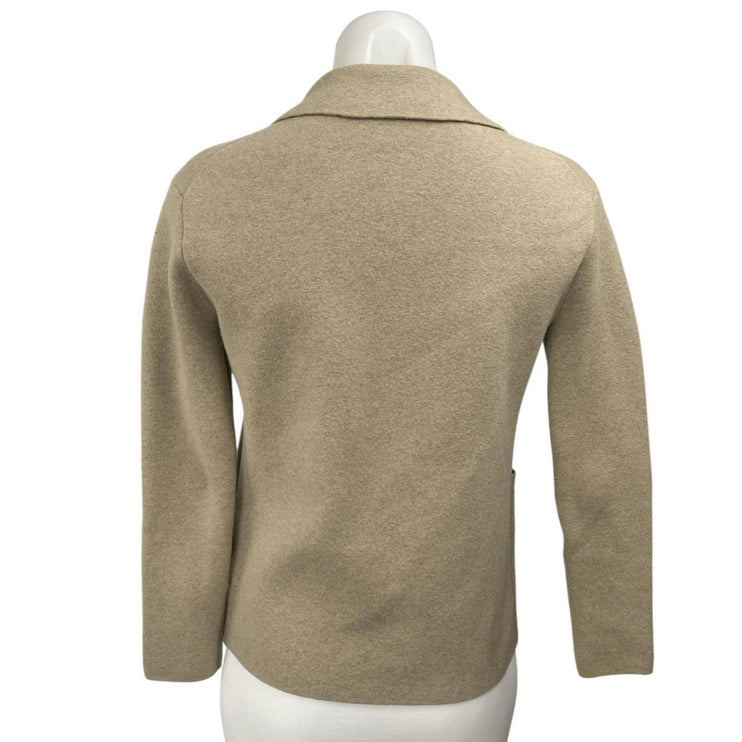 J.Crew Camille Beige Tan Shrunken Long Sleeve Sweater Blazer Coat Jacket Sz XXS