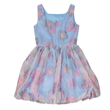 Rare Editions Girls Blue Purple Floral Organza Sleeveless Fit & Flare Dress 10