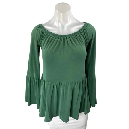 Urban Outfitters Kimchi Blue Green Bell Long Sleeve Peplum Blouse Top Size S