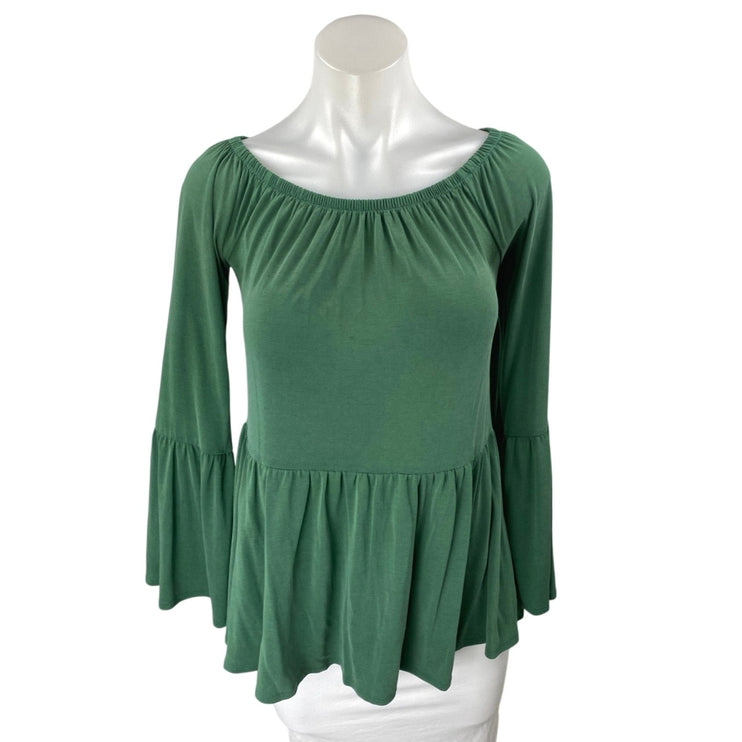 Urban Outfitters Kimchi Blue Green Bell Long Sleeve Peplum Blouse Top Size S
