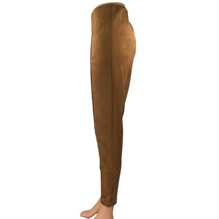 Ann Taylor LOFT Brown Faux Suede Skinny Leg High Waisted Trousers Dress Pants M