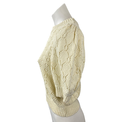 Free People Ethereal Dainty Pointelle Short Sleeve Crop Cardigan Sweater Top XS