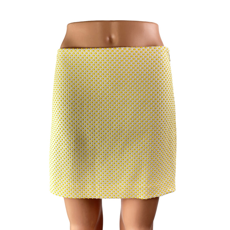 Club Monaco Women's Cream Yellow Spotted Pola Dot Side Zip Mini Pencil Skirt 2