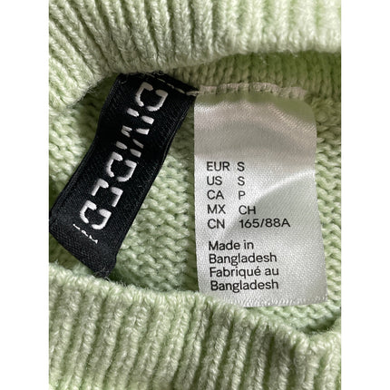 H&M Women's Green Ribbed Knit Long Sleeve Mock Neck Cropped Sweater Top Size S