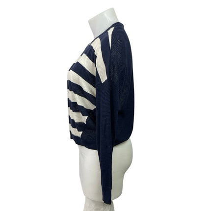 SO Women's Blue White Stripe Crew Neck Long Sleeve Sweatshirt Sweater Top Sz XL