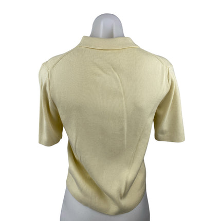 Uniqlo Cream Yellow Knit Collared Short Sleeve Crop Polo Sweater Shirt Top Sz S