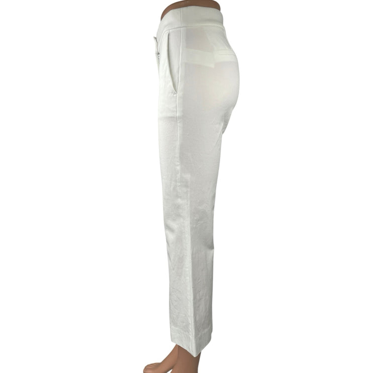 J.Crew Women's White Mid Rise Stretch Cropped Bootcut Flared Casual Pants Sz 00