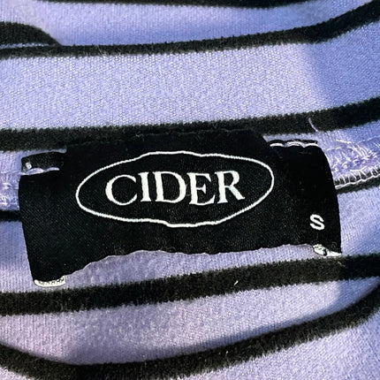 Cider Purple Black Stripe Crew Neck Long Sleeve Casual Crop Tee T-Shirt Top Sz S