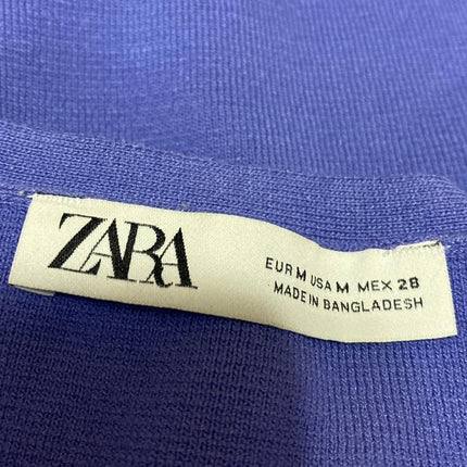 Zara Women's Blue Sleeveless High Neck Activewear Sports Bra Crop Tank Top Sz M