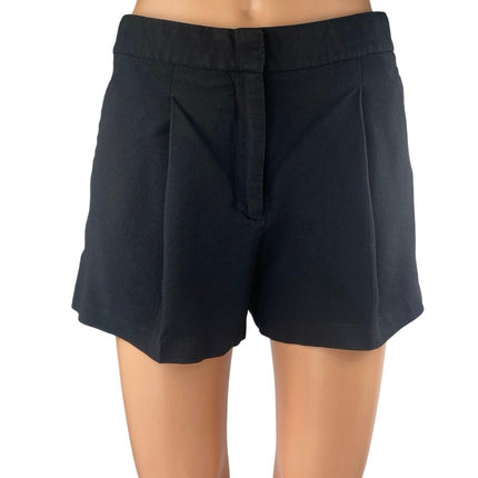 Theory Tohni Rosina Black High Waisted Pleated Crepe Straight Mini Shorts Size 2