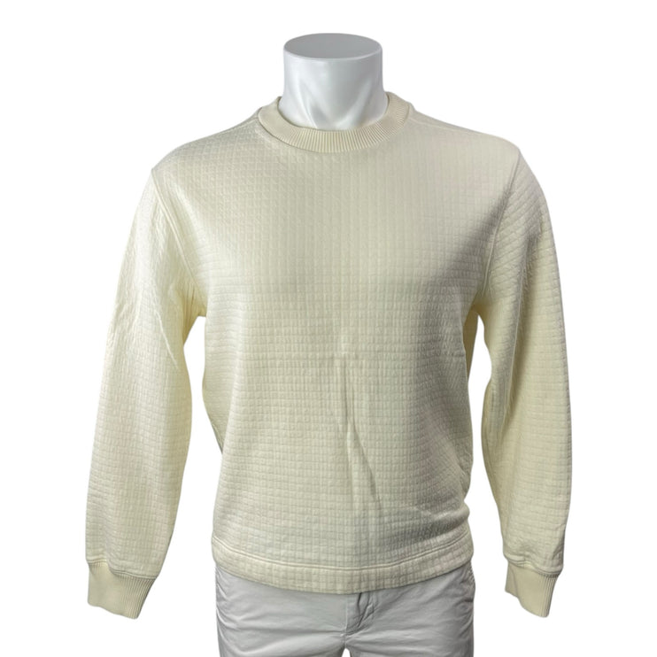 Murano Men's Cream Slim Fit Long Sleeve Crewneck Textured Sweater Top Size L