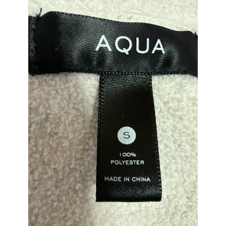Aqua Women's White Long Sleeve Fleece Button Down Cardigan Sweater Top Size S