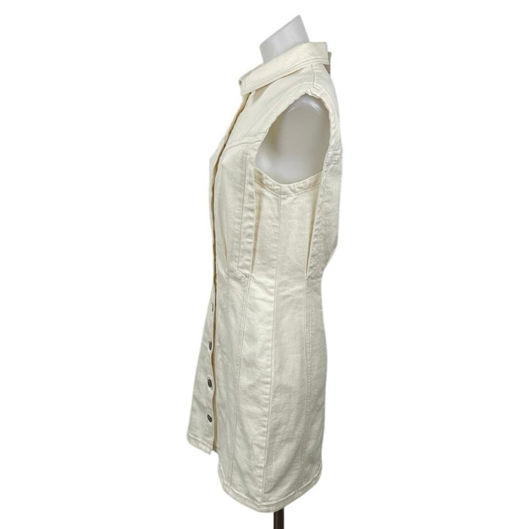 NEW Abercrombie & Fitch Cream Sleeveless Mini Tank A-Line Sheath Shirt Dress S