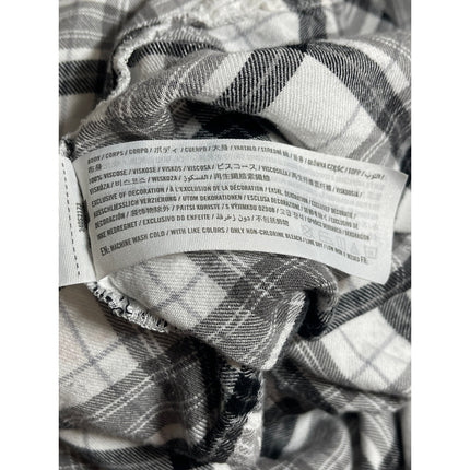 Hollister Gray Plaid Check Collared Long Sleeve Button Down Flannel Shirt Top M