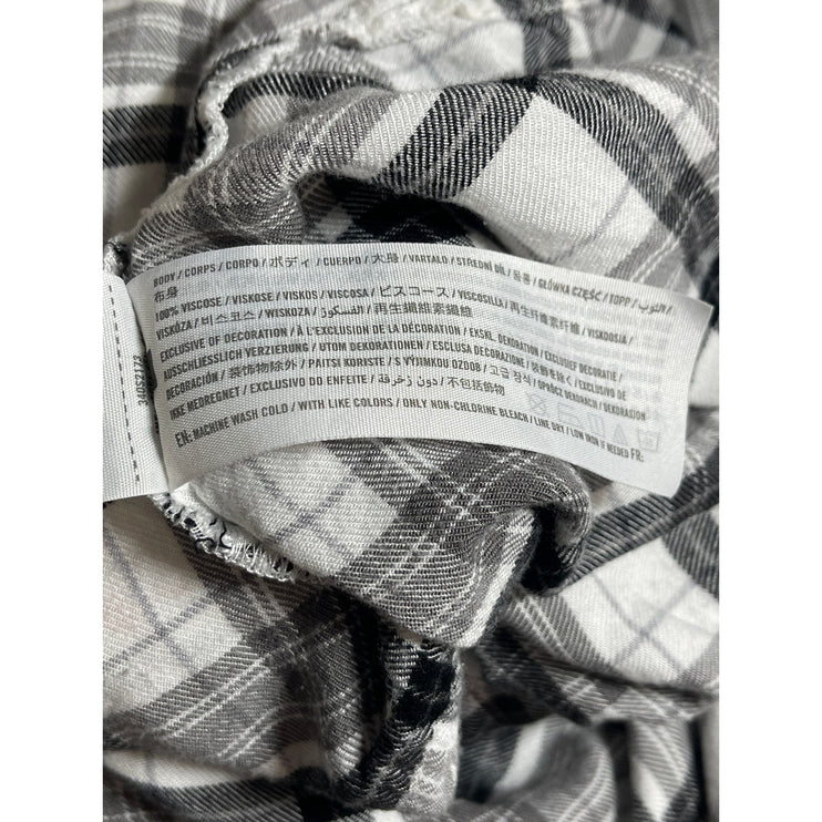 Hollister Gray Plaid Check Collared Long Sleeve Button Down Flannel Shirt Top M