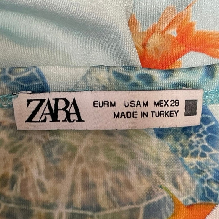 Zara Womens Multicolor Sea Motif Fish Corals Sleeveless Bodysuit Tank Top Size M