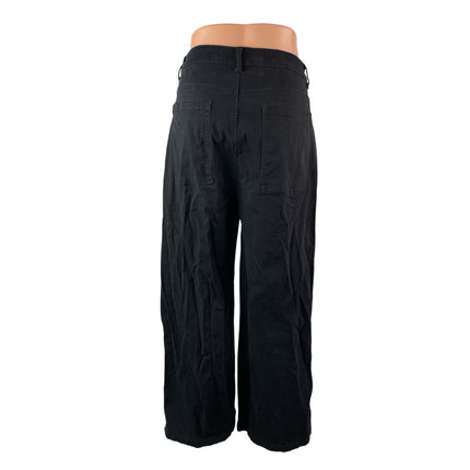 Dokotoo Women's Black High Waisted Flap Pocket Wide Leg Denim Jeans Size 14