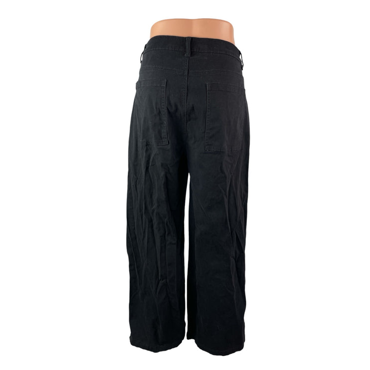 Dokotoo Women's Black High Waisted Flap Pocket Wide Leg Denim Jeans Size 14