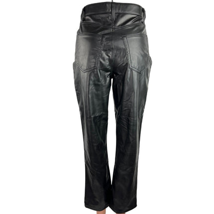 Abercrombie & Fitch NWT Black Vegan Leather 90s Straight High Rise Pants Sz 26