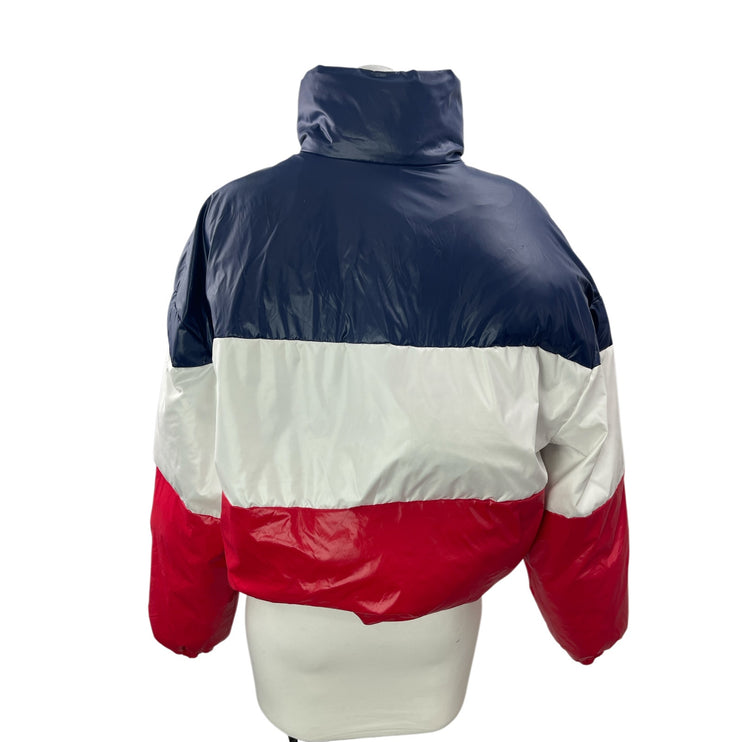 Levi's Color Block High Neck Long Sleeve Full Zip Cropped Puffer Coat Jacket L