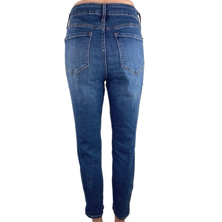 Old Navy Blue Medium Wash High Rise Denim Rockstar Super Skinny Jeans Size 8