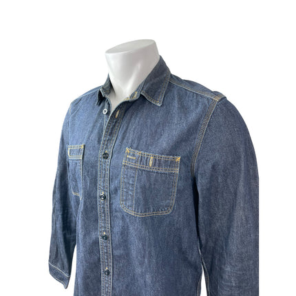 GAP 1969 Men's Blue Long Sleeve Pocket Button Down Trucker Denim Jean Jacket M