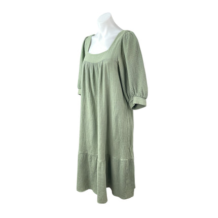 Christy Dawn Bianca Green Half Sleeve Gauze Drop Waist Babydoll Midi Dress Sz M