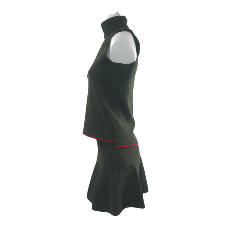 Zara Green Sleeveless Knit Tank Top & Mini Skirt Yoga Athletic Activewear Set S