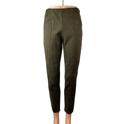 Zara Women's Olive Green Faux Suede High Rise Tapered Trousers Pants Size M