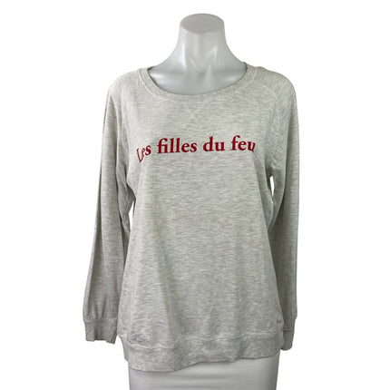 Zoe Ferdinand Paris Womens Gray Long Sleeve Casual Crew Neck Sweatshirt Top Sz M