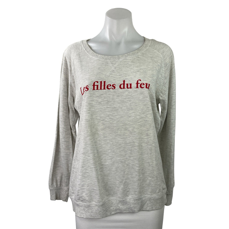 Zoe Ferdinand Paris Womens Gray Long Sleeve Casual Crew Neck Sweatshirt Top Sz M