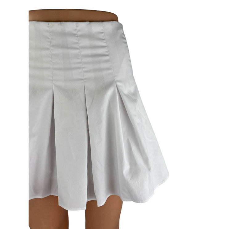 M.N.I Los Angeles White Pleated High Rise Mini Athletic Tennis Flare Skirt Sz S