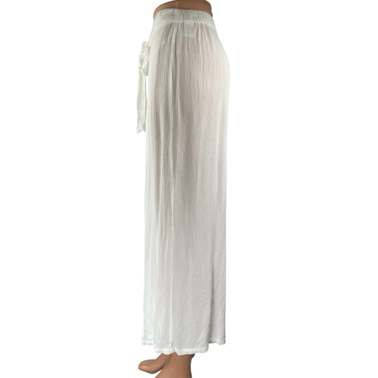 Blue Island Women's White Wide Leg High Waist Crop Ankle Trousers Pants Size S