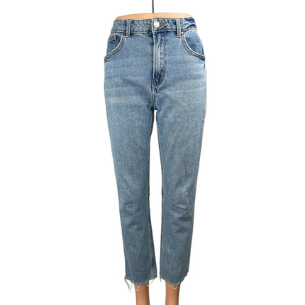 Denim & Co. Women's Blue Mid Rise Frayed Raw Hem Skinny Denim Jeans Pants Size 6