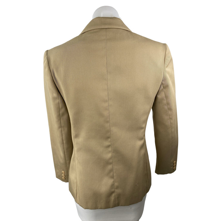 Boston Traveler Beige Notch Collar Button Long Sleeve Blazer Coat Jacket Size 8